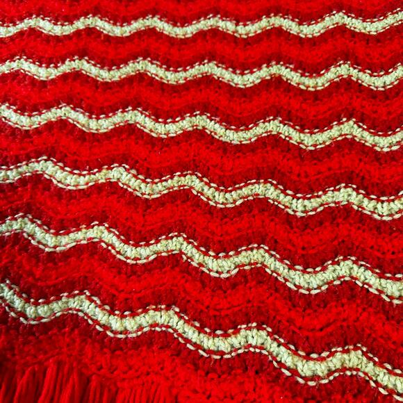 Vintage Handmade Orange & Yellow Striped Popcorn Crochet Throw Blanket - Picture 7 of 10